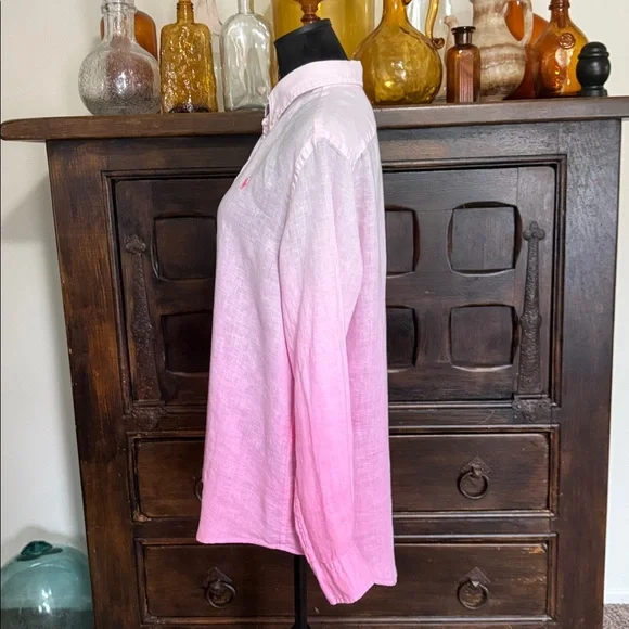 Mens Polo Ralph Lauren Ombré Linen Regular Fit Button-Down Shirt - Picture 5 of 10